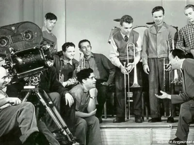 Рознер и Рязанов на съёмках Карнавальной ночи